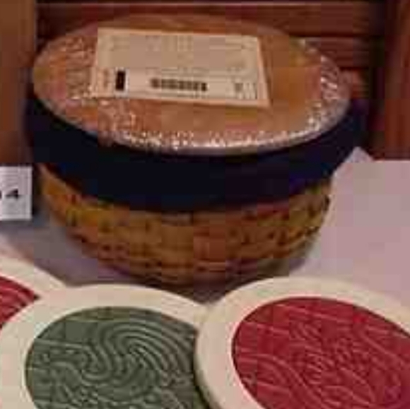 Longaberger coaster basket Indigo fabric liner NWT - Picture 1 of 5